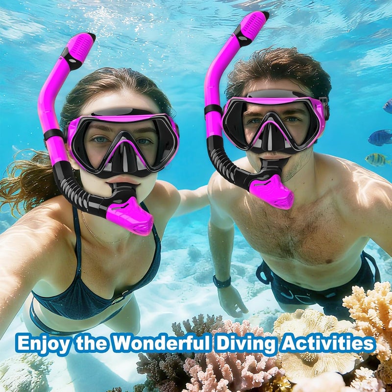 SOLAVA Snorkeling Gear for Adults, Snorkel Set Scuba Diving mask Dry-Top, Adult Swimming Goggles with Nose Cover, HD Tempered Glass Panoramic Anti-Leak Anti-Fog - Image 3